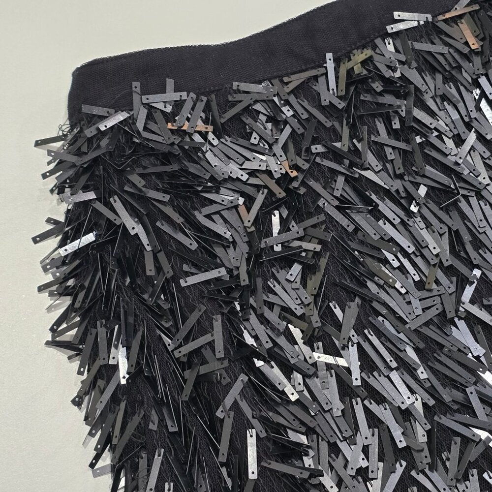 Zara ⦠Metal Fringe Mini Skirt ⦠Black Silver Ombre Handmade Limited Ed S NWT - Picture 4 of 12
